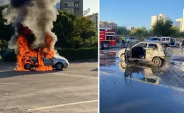 Muayeneden geçemeyen otomobilini ateşe verdi