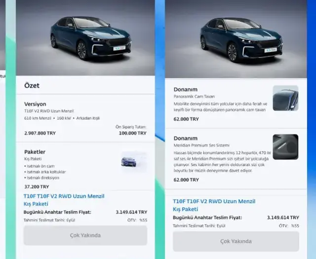 Togg T10F'in fiyatı belli oldu! 3 farklı donanım seçeneği var